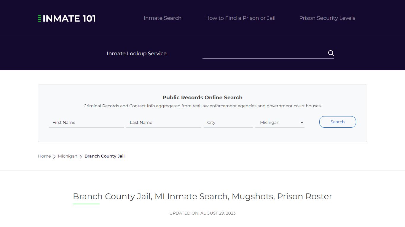 Branch County Jail, MI Inmate Search, Mugshots, Prison Roster